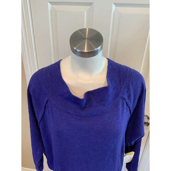 We The Free: Free People Blue Wide Neck Sweater, Size XS - Picture 2 of 6